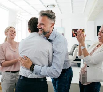 People celebrating in an office