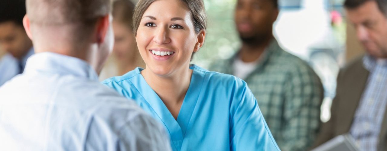 an interview at a healthcare recruiting job fair